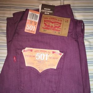 Levi 501 shrink to fit jeans purple 35x32